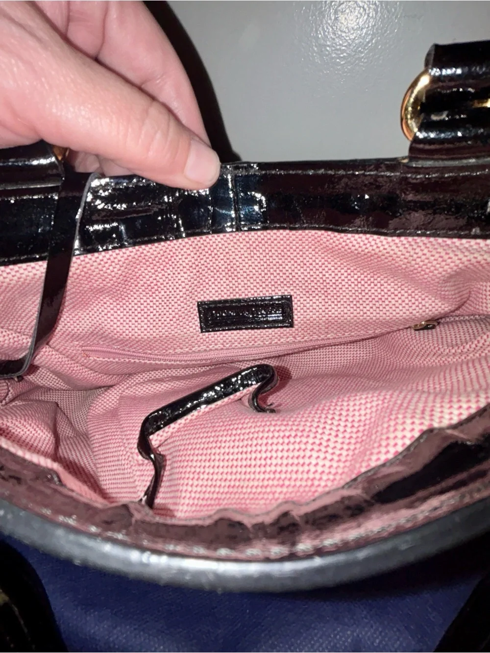 DOONEY & BOURKE HAYDEN BLACK PATENT LEATHER LG HOBO TOTE BAG. LIMITED Edition